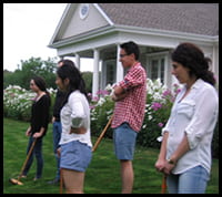 Members of the Gerbi Lab playing croquet at the annual lab picnic.