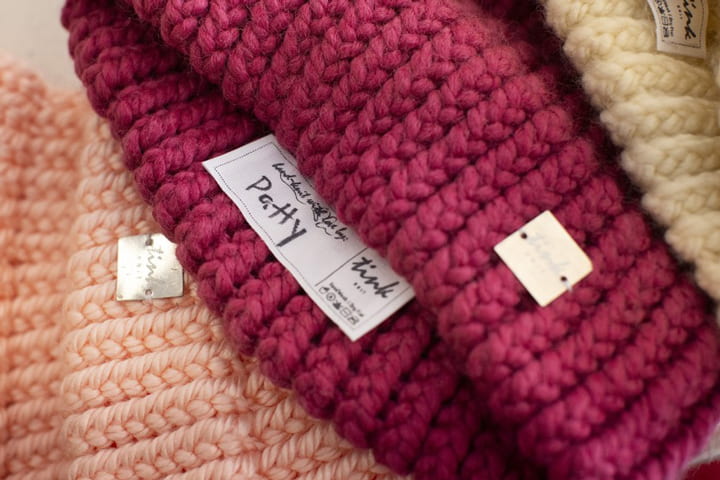detail shot of knit hats 