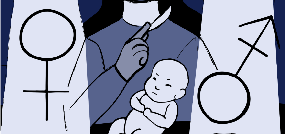Graphic of a surgeon and a baby