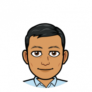 Image Description: This is a Bitmoji of Dr. Spirito. He has short black hair, brown eyes, tan skin, and is wearing a blue collared shirt.