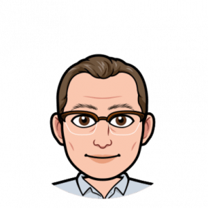 Image Description: This is a Bitmoji of Dr. Sheinkopf. He has light brown hair, brown eyes, white skin, and is wearing a greyish-blue collard shirt and glasses.