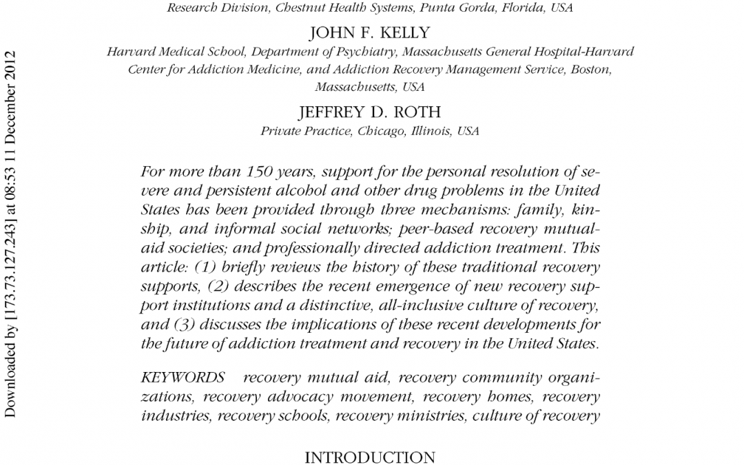 Meeting Summary – July 2021: History of Recovery Support in the U.S.