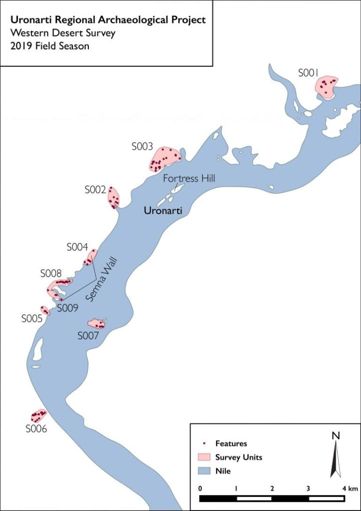 map with river and survey sites in western desert